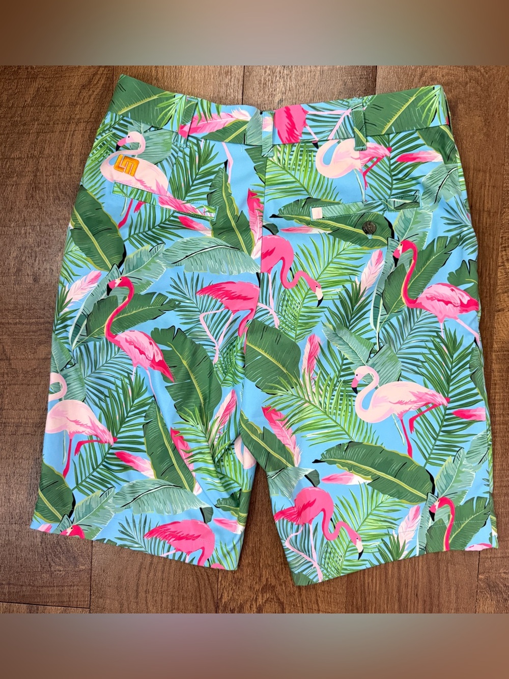Loudmouth Golf Men’s Shorts Size 30 Flamingo Tropical Palm Print Blue Pink - Picture 3 of 6